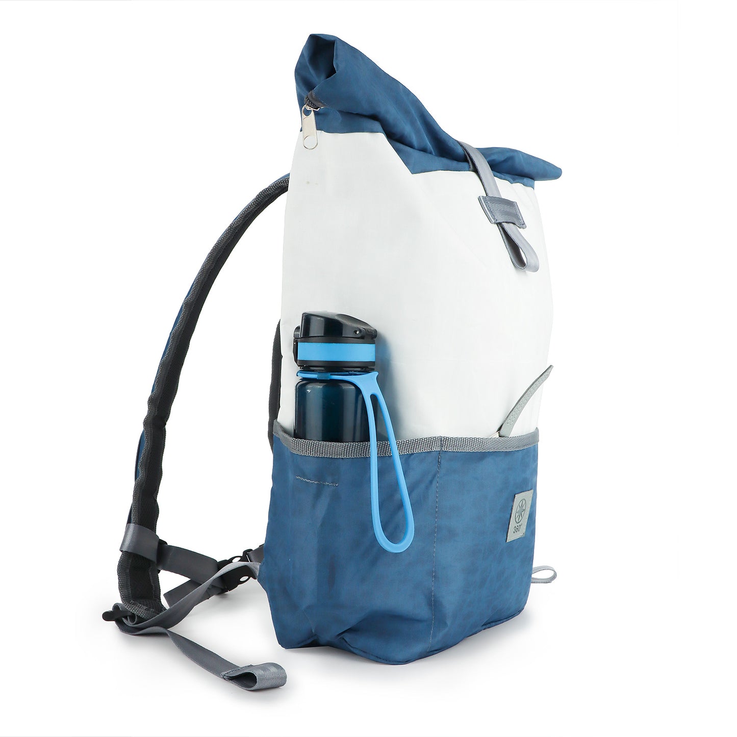 Rolltop Rucksack M 360 Grad "Lotse" / Segeltuch blau