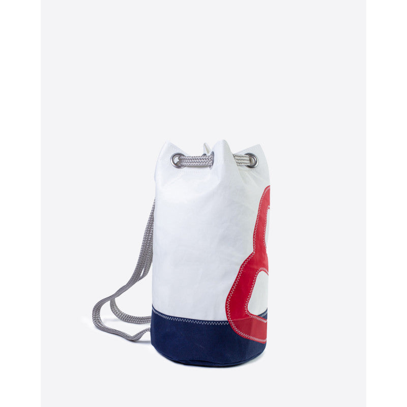 Seesack "Jack" by 727 Sailbags / Segeltuch weiß / Boden navy / Motiv Zahl 8 rot