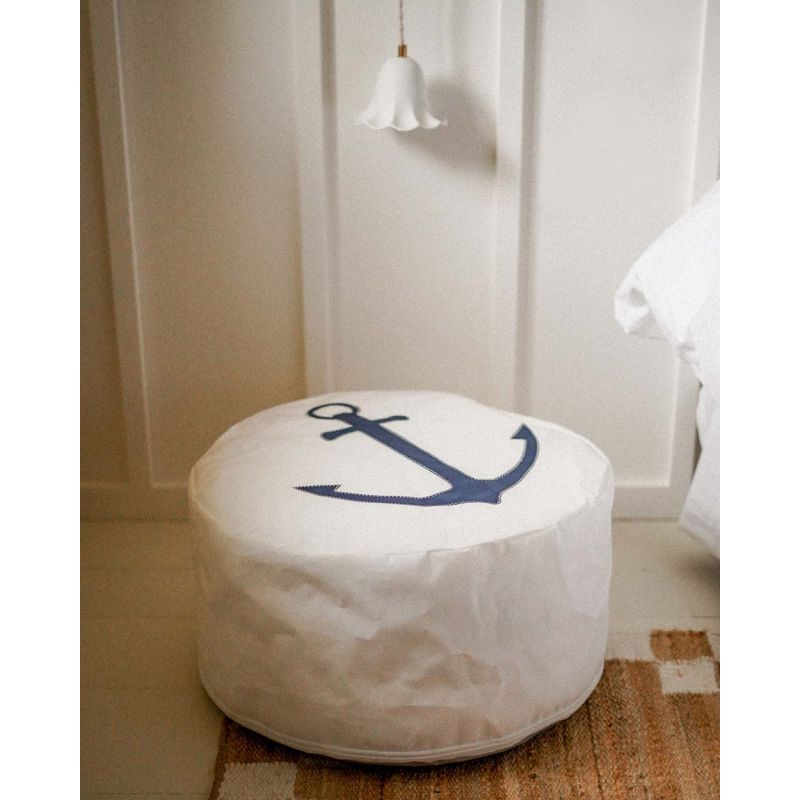 Sitzsack Sitzkissen "Solo" by 727 Sailbags / Segeltuch weiß / Meeresanker Kollektion