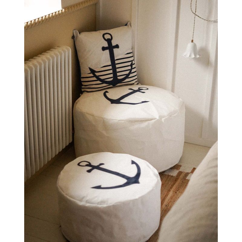 Sitzsack Sitzkissen "Solo" by 727 Sailbags / Segeltuch weiß / Meeresanker Kollektion