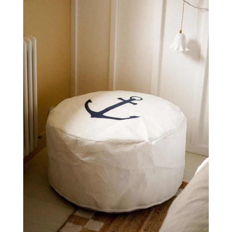 Sitzsack Sitzkissen "Duo" by 727 Sailbags / Segeltuch weiß / Meeresanker Kollektion