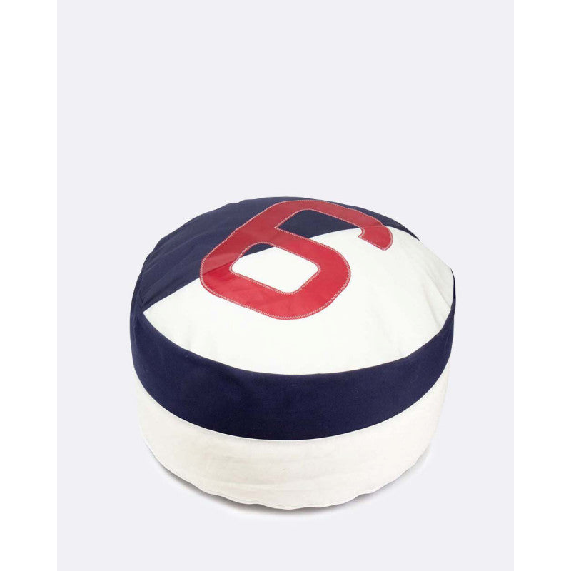 Sitzsack Sitzkissen "Duo" by 727 Sailbags / Segeltuch weiß navy / Motiv 6 rot