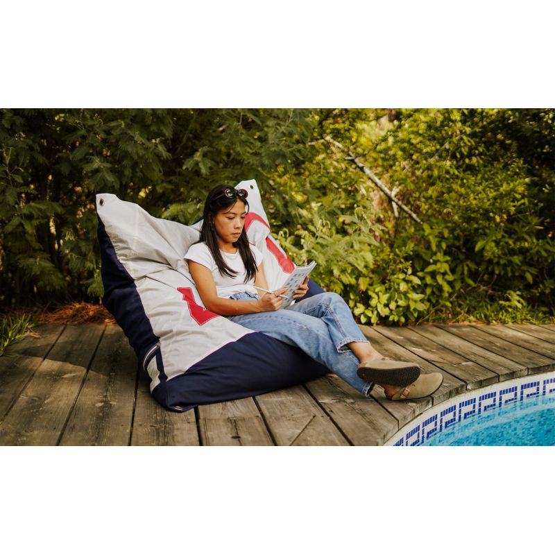 Sitzsack Sitzkissen "Maxi" by 727 Sailbags / Segeltuch weiß / Boden navy / Motiv 472 rot