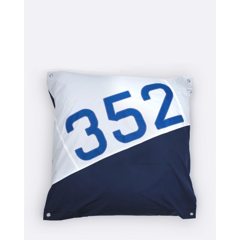 Sitzsack Sitzkissen "Maxi" by 727 Sailbags / Segeltuch weiß / Boden navy / Motiv 352 blau