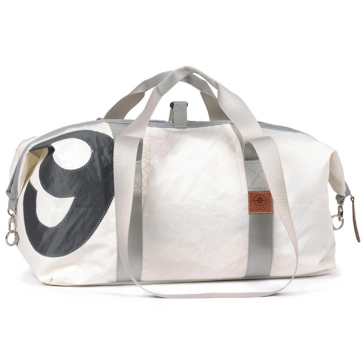 Reisetasche 360 Grad "Kutter XL" / Segeltuch weiß / Motiv Zufallszahl grau