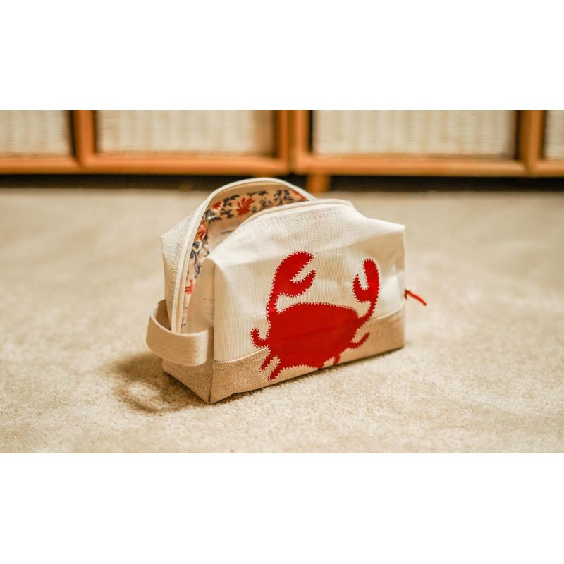Kulturbeutel "Windy" by 727 Sailbags / Leinen weiß / Krabbe Kollektion
