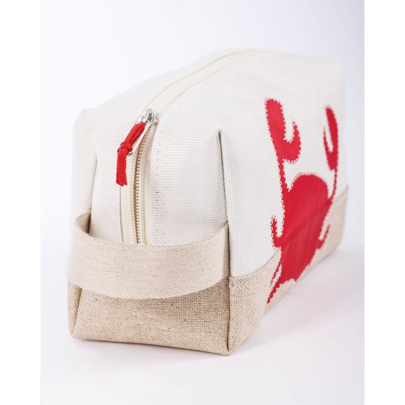 Kulturbeutel "Windy" by 727 Sailbags / Leinen weiß / Krabbe Kollektion