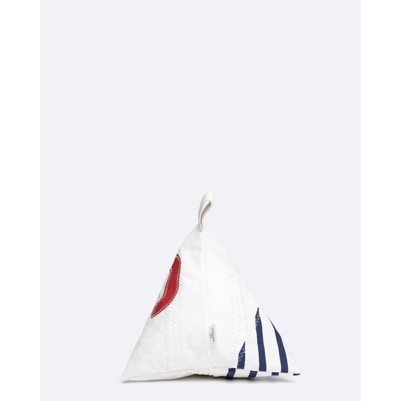Türstopper "Berlingo" by 727 Sailbags / Segeltuch weiß blau / Motiv 6 rot