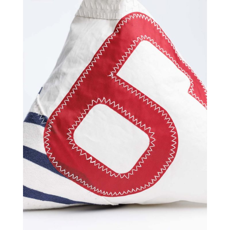 Türstopper "Berlingo" by 727 Sailbags / Segeltuch weiß blau / Motiv 6 rot