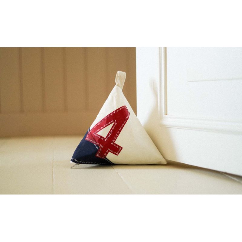 Türstopper "Berlingo" by 727 Sailbags / Segeltuch weiß navy / Motiv 4 rot