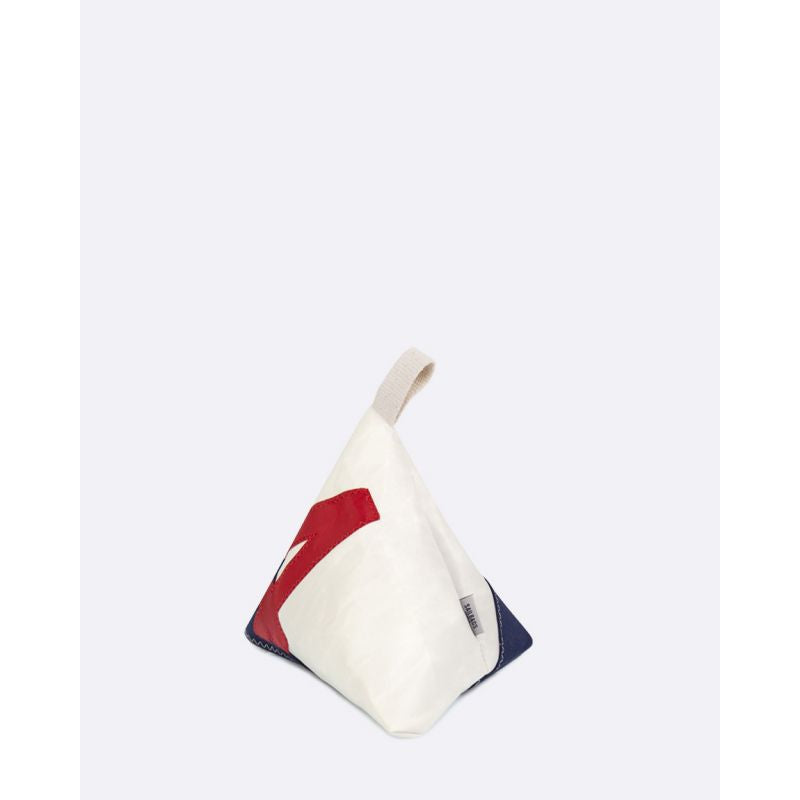 Türstopper "Berlingo" by 727 Sailbags / Segeltuch weiß navy / Motiv 4 rot