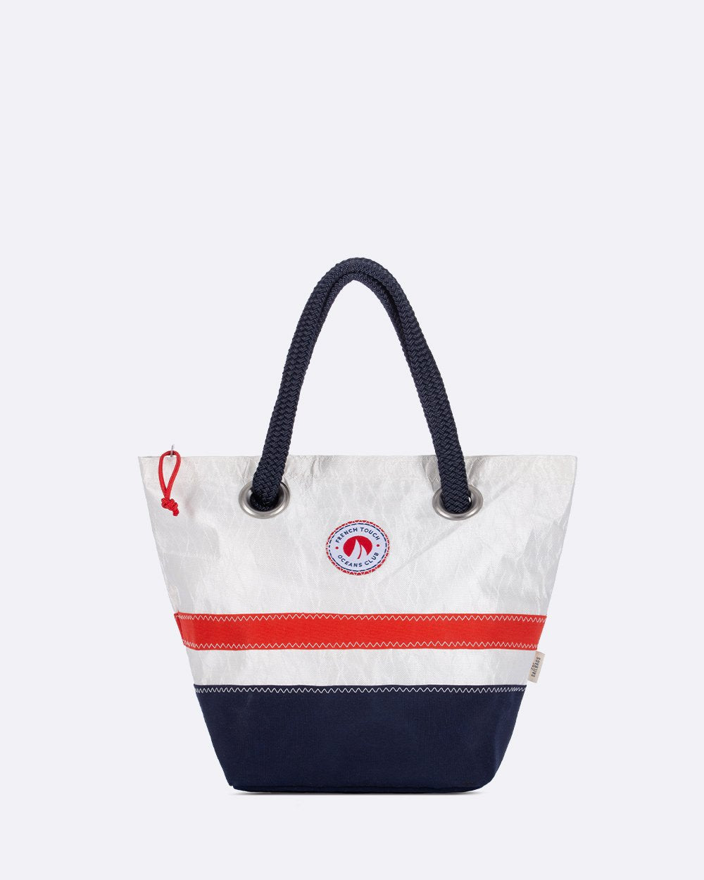 Damen Handtasche "Legende" by 727 Sailbags / Segeltuch weiß rot / Boden navy