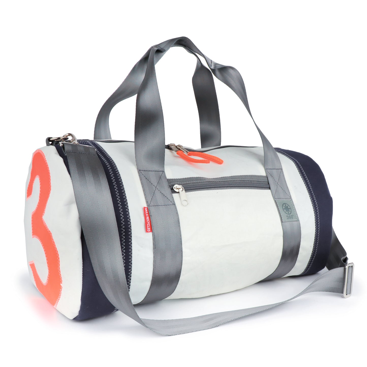 Reisetasche 360 Grad "Pirat" / Tasche weiß / Gurt grau / Zufallszahl grau