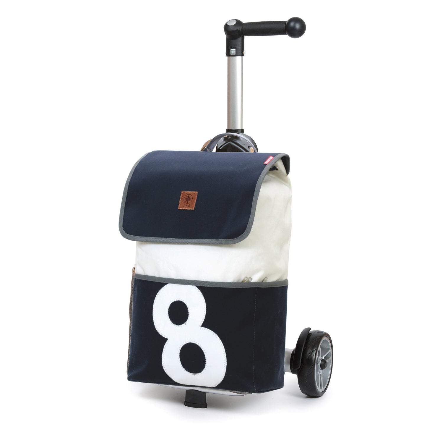 Trolley Koffer 360 Grad "Mole" / Segeltuch weiß blau / Motiv Zahl weiß