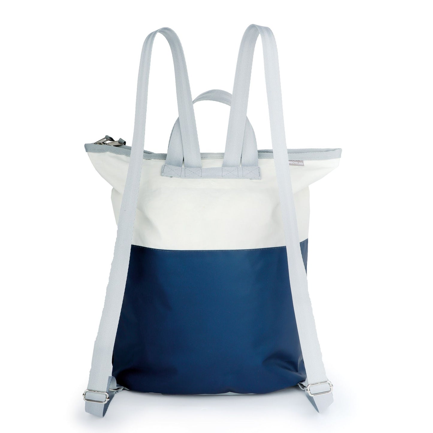 Einkaufstasche Tasche 360 Grad "Ketsch Mini" / Segeltuch weiß blau / Motiv Zufallszahl grau