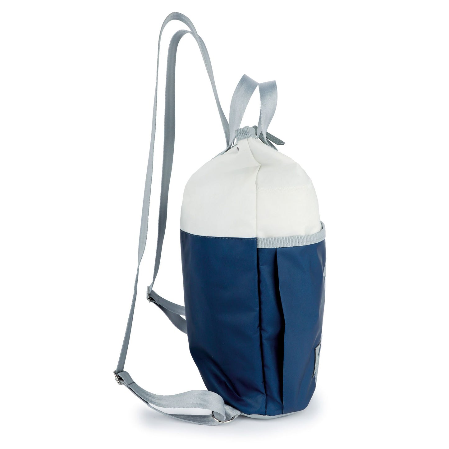 Einkaufstasche Tasche 360 Grad "Ketsch Mini" / Segeltuch weiß blau / Motiv Zufallszahl grau