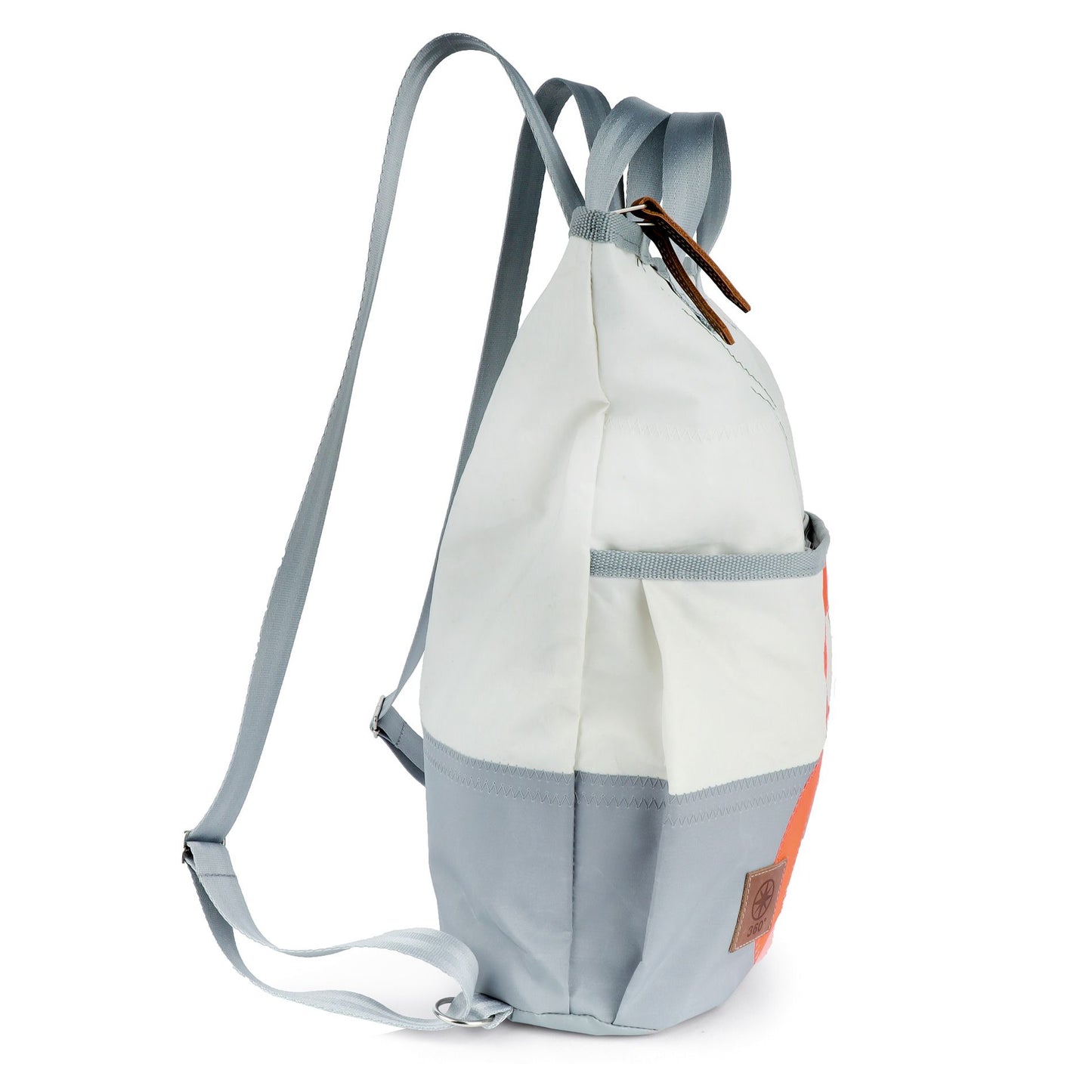 Einkaufstasche Tasche 360 Grad "Ketsch Mini" / Segeltuch weiß grau / Motiv Zufallszahl orange