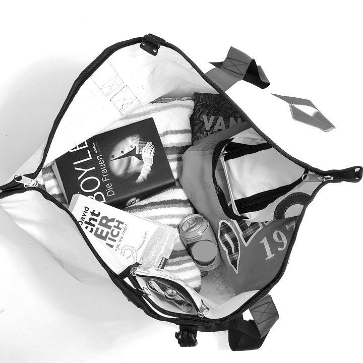 Reisetasche 360 Grad "Kutter XL" / Segeltuch weiß / Motiv Zahl schwarz