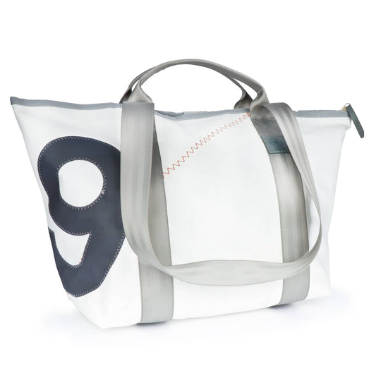 Strandtasche 360 Grad "Schlepper Mini" / Segeltuch weiß / Zufallszahl schwarz