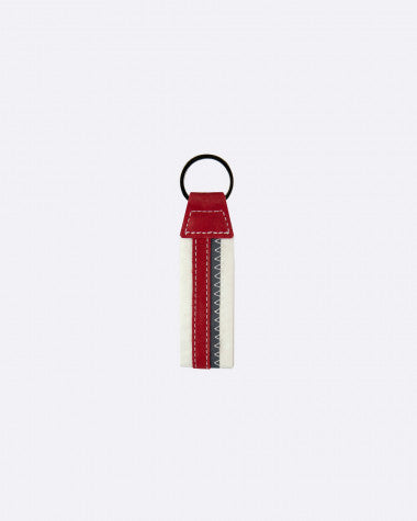 Schlüsselanhänger by 727 Sailbags / Segeltuch weiß / Leder rot
