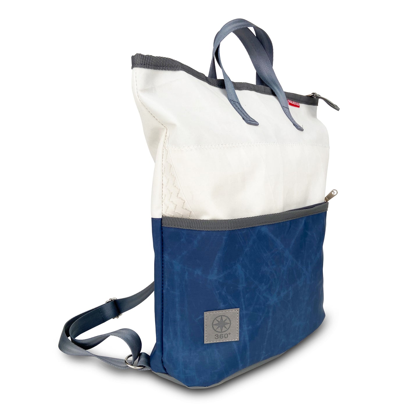 Einkaufstasche Tasche 360 Grad "Ketsch Mini" / Segeltuch weiß blau