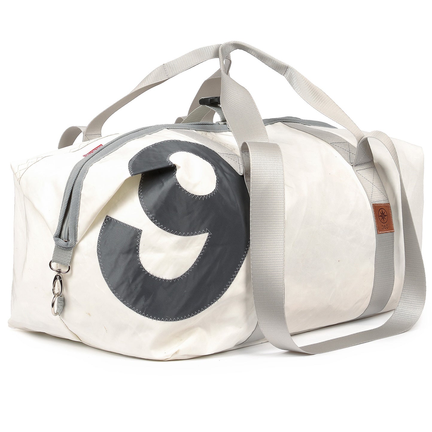 Reisetasche 360 Grad "Kutter XL" / Segeltuch weiß / Motiv Zahl schwarz